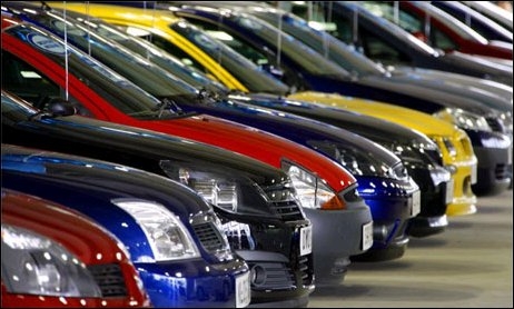 Cars in showroom