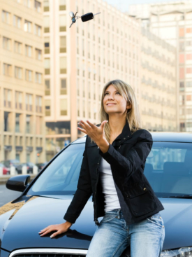 Business woman with car keys