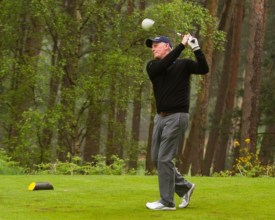 Phil Page drives off in the Europcar Leasing Broker Federation Golf